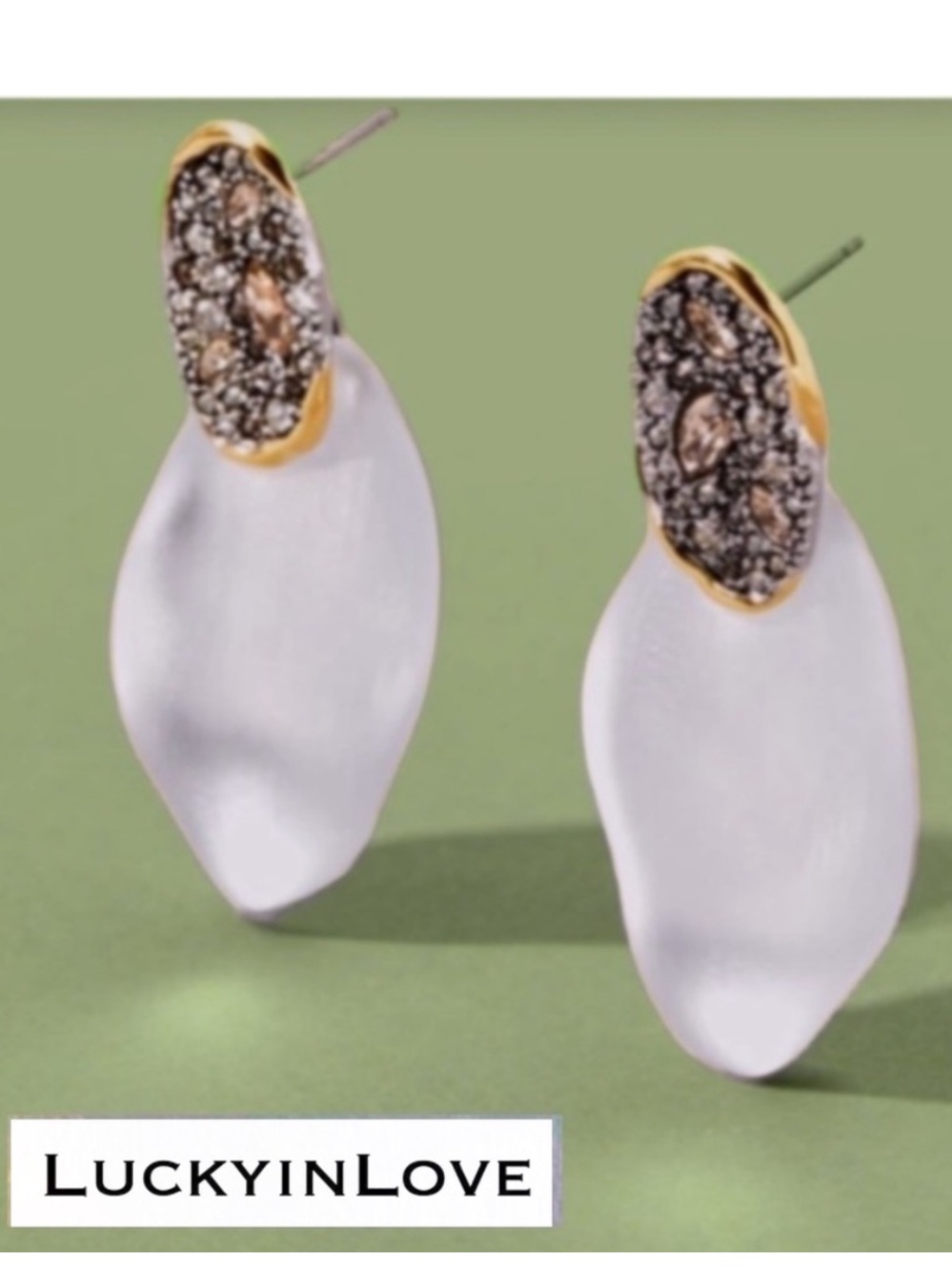 ALEXIS BITTAR • NEW Solanales Crystal Lake Lucite Petal Post Silver Earrings